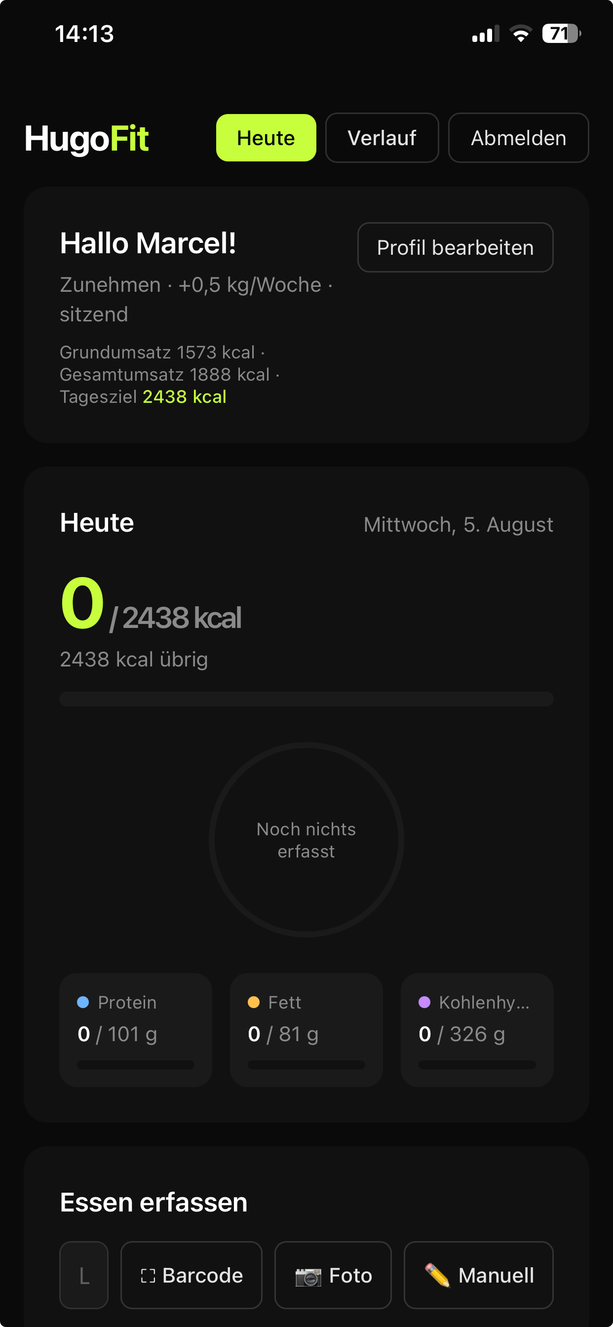 Screenshot HugoFit